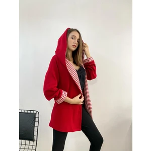 Mois Atelier Kazayağı Detaylı Kırmızı Triko Hırka, Tasarım, Hediye, Büyük Beden, Tesettür