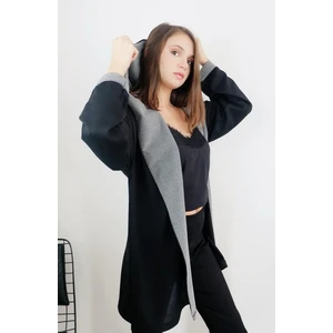 Mois Atelier Ekose Detaylı Triko Hırka, Tasarım, Hediye, Büyük Beden, Tesettür