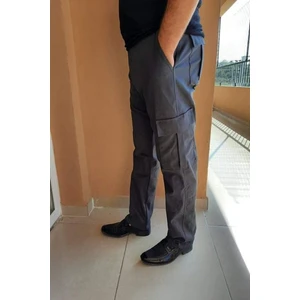 Erkek Kargo Cepli Gri Keten Pantolon