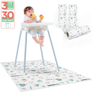 Mama Sandalyesi Altı ve Aktivite Örtüsü -Kullan At Ek Gıda Örtüsü - 100x120 cm - 3'lü Paket 30 Adet