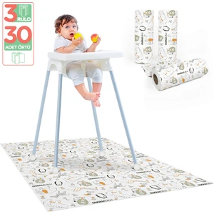 Mama Sandalyesi Altı ve Aktivite Örtüsü -Kullan At Ek Gıda Örtüsü - 100x120 cm - 3'lü Paket 30 Adet