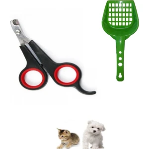 2li Set Kedi Köpek Evcil Hayvan Siyah Renk Tırnak Makası ve Kedi Kumu Küreği 10 cm x 23 cm