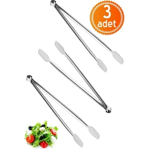 Paslanmaz Çelikten (Krom) Et Mangal Izgara Maşası 34CM - 3 Adet