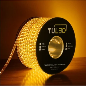 10 Metre Iç Dış Mekan Silikonlu Şerit LED 220V - Volt+Güç Fişi Double Pcb Amber