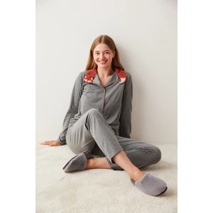Kırçıllı Gri Cute Fox Pijama Takımı