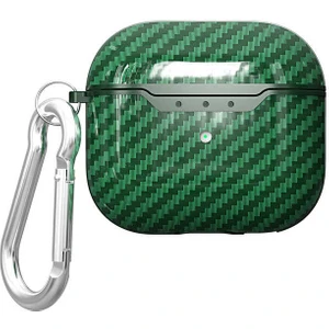 Case 4U Apple Airpods 3. Nesil Kılıf Karbon Fiber Tasarımlı Silikon Airbag 05 Yeşil