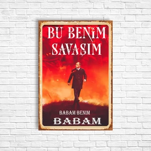 Trend Poster Bu Benim Savaşım Imparator Fatih Terim Sarı Kırmızı Retro Ahşap Poster