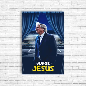 Trend Poster Jorge Jesus Sarı Lacivert Retro Ahşap Poster