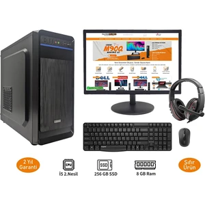 Masaüstü İntel Core i5 2. Nesil 8 GB Ram 240 SSD Ev-Ofis-Iş Okul-Öğrenci-Ödev Bilgisayarı Seti: Kasa+Monitör+Klavye+Kulaklık