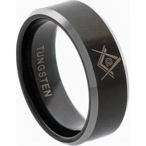 Erkek Tungsten Siyah Renk Sembol Detay Yüzük