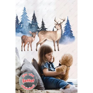 Ren Geyiği Pencere Cam Sticker, Yılbaşı Sticker, Kış Konseptli Geyik Sticker