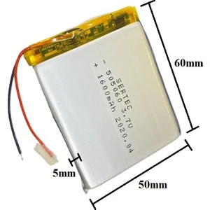 505060 3.7V 1600 Mah Lityum Polimer Pil 1.5A (Drone Için Uygun Değildir)