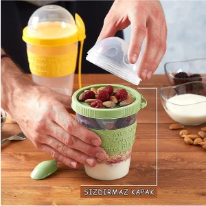 Mastercar 600ML Kaşıklı Diyet Bardağı Taşınabilir Yemek Saklama Yoğurt Kabı