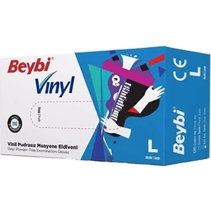 Pudrasız Vinil Eldiven L Beden Beyaz 100'lü