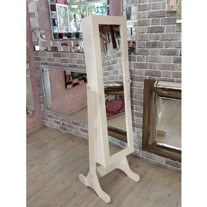 Ayna Denizi Klasik Model Krem Renk Ayaklı Boy Aynalı Takı Dolabı