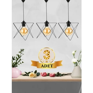 Aydın Homelight 3 Adet Zikzak Tekli Siyah Sarkıt Avize