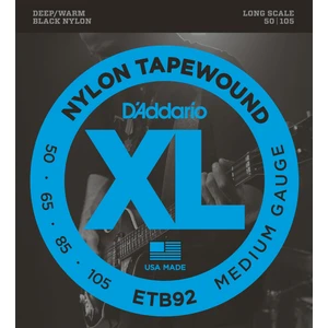 Müzik D'Addario ETB92 Bas Gitar Tel Seti, Xl Serisi, Nylon Tapewound, Bl