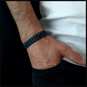 Seven Art Jewelry Doğal Taş Hematit Mavi Kenar Şeritli Bileklik