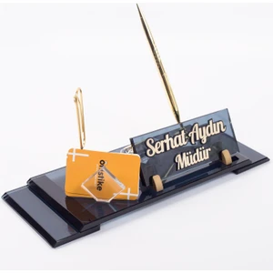 Kabartma Elit Kristal Masa İsimliği - Altın