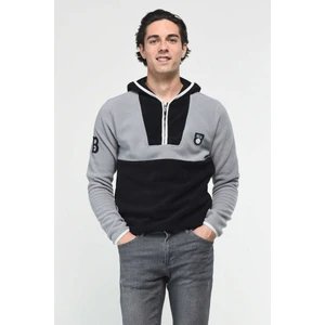 Hemet Siyah Yarım Fermuarlı Kauçuklu Polar Erkek Sweatshirt