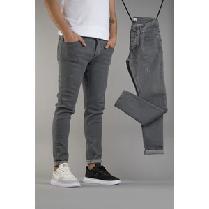 Erkek Slim Fit Dar Kesim Kot Pantolon Gri