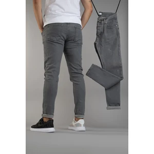Erkek Slim Fit Dar Kesim Kot Pantolon Gri