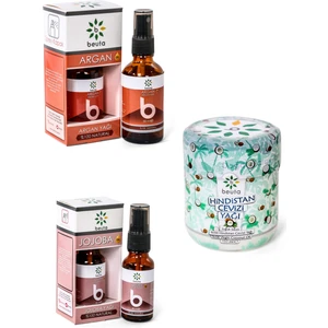 Saç Bakım Seti Argan Yağı 50 ml + Jojoba Yağı 20 ml + Hindistan Cevizi Yağı 150 ml