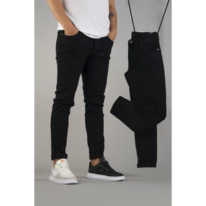 Erkek Slim Fit Dar Kesim Kot Pantolon Siyah