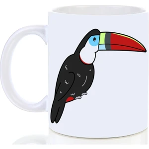 Kuş Arkadaşım Tukan Kuşu Kupası Kırmızı Gaga Kuşlu Kupa