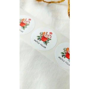 Çikoleyt Design Yapışkanlı Etiket - Mutlu Yıllar - Yeni Yıl, Yılbaşı Etiketi 3 cm 60 Adet