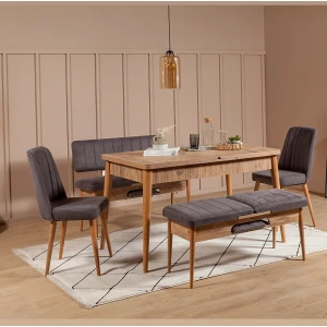 Paris Banklı Yemek Masası Takımı Atlantik Soho Antrasit