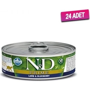 Prime Kuzu Etli ve Yaban Mersinli Kedi Konservesi 80 gr - 24 Adet