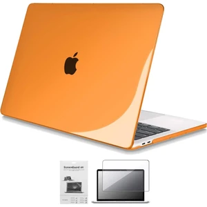 Apple 13" Macbook Pro M2 A2686 Kristal Turuncu Kılıf Koruyucu + Ekran Filmi