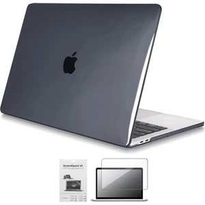 Apple 13" Macbook Pro M2 A2686 Kristal Siyah Kılıf Koruyucu + Ekran Filmi
