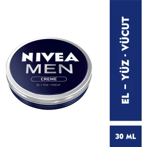 NIVEA Men Creme Erkek Bakım Kremi 30ml,El, Yüz ve Vücut Nemlendirici Krem,Hızlı Emilir, Yapışkan His Bırakmaz