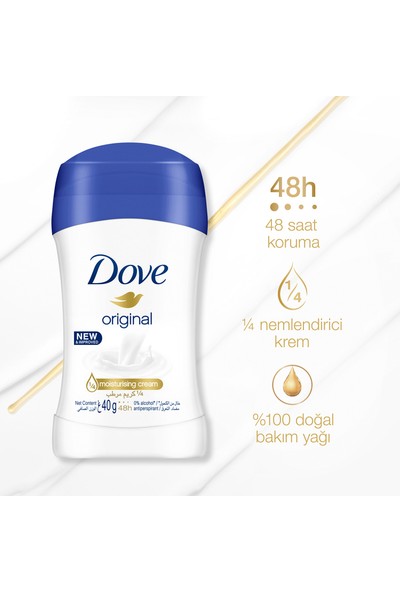 Dove Kadın Stick Deodorant Original 1/4 Nemlendirici Krem Etkili 40 g