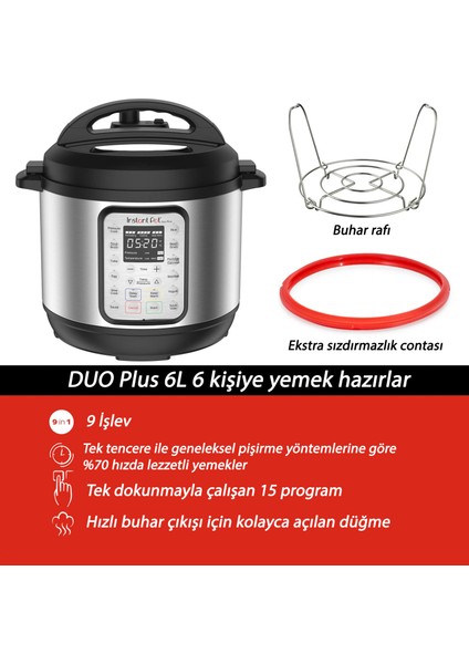 Pot Duo Plus 9'u 1 Arada 5.7 Litre  Basınçlı Pişirici