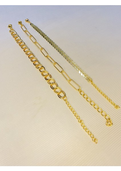 Kadın Altın Kaplama Saat Yanı Zincir Bileklik