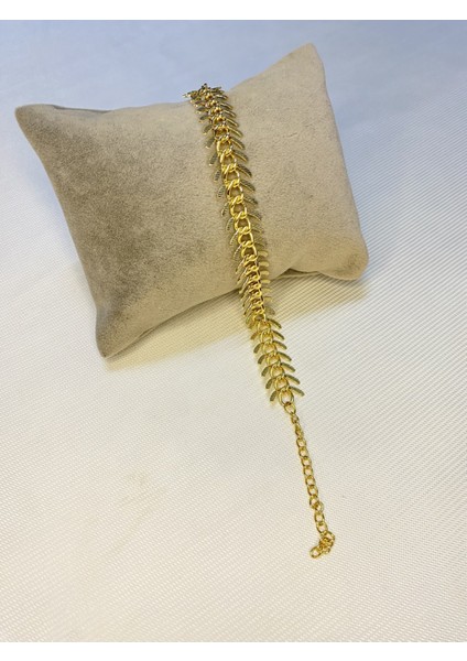 Kadın Altın Kaplama Saat Yanı Zincir Bileklik