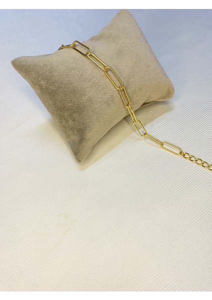 Kadın Altın Kaplama Saat Yanı Zincir Bileklik