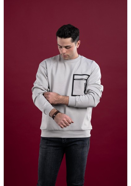 Oversize Baskılı Pamuklu Erkek Sweatshirt