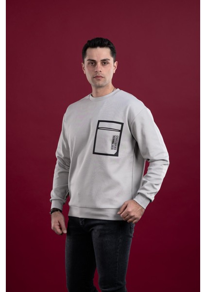 Oversize Baskılı Pamuklu Erkek Sweatshirt