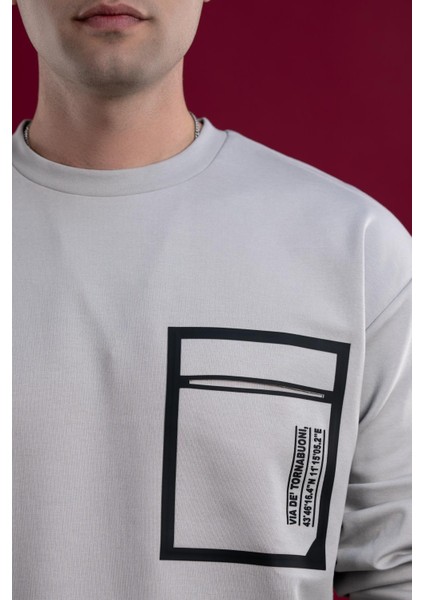 Oversize Baskılı Pamuklu Erkek Sweatshirt