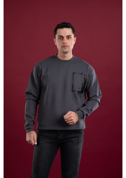 Oversize Baskılı Pamuklu Erkek Spor Sweatshirt