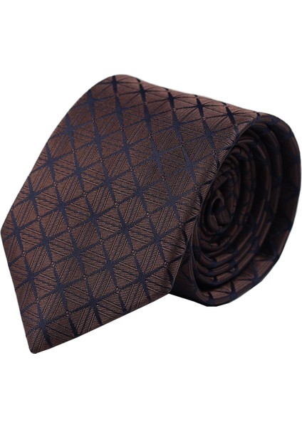 Desenli Kahve & Lacivert Kravat