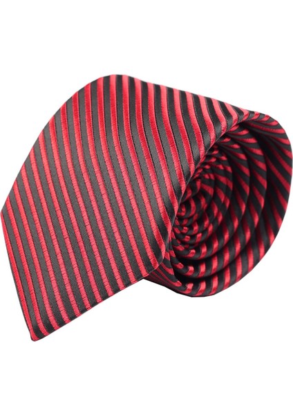 Kırmızı & Siyah Çizgili Kravat