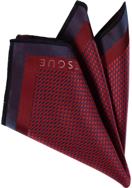 6 cm Slim Desenli Bordo & Mavi Kravat & Mendil
