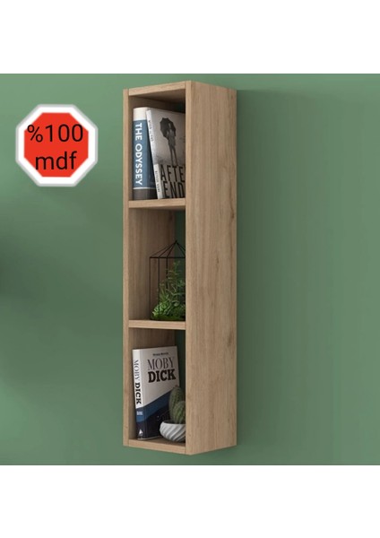 Ferah 3 Gözlü Mdf Dekoratif Raf atlantik çam