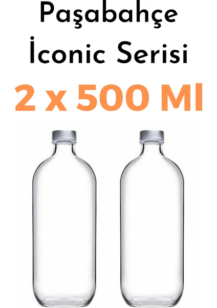 2 Adet Paşabahçe Iconic Cam Su Şişesi Yağ Limon Saklama Kabı Seti 2X500 ml