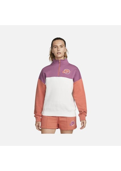 Sportswear Graphic Fleece Colorblock 1/4-Zip Kadın Sweatshirt DX5674-507